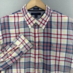 Tommy Hilfiger Custom Fit Plaid Button Down Long Sleeve Shirt SZ XL Baggy Prep